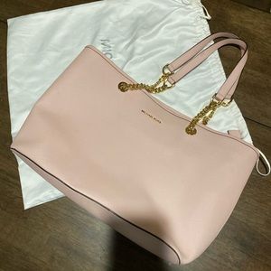Michael Kors light pink tote with chain straps